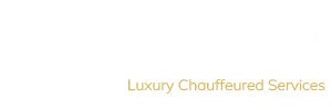 Limousine Hub logo with white script font on a black background and 'Luxury Chauffeured Services' written in gold below.