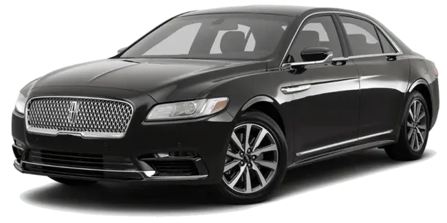 Black Lincoln Continental luxury sedan with a sleek design and premium features.