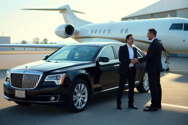 Luxurious FBO airport limo service with meet-and-greet, Wi-Fi, and refreshments.